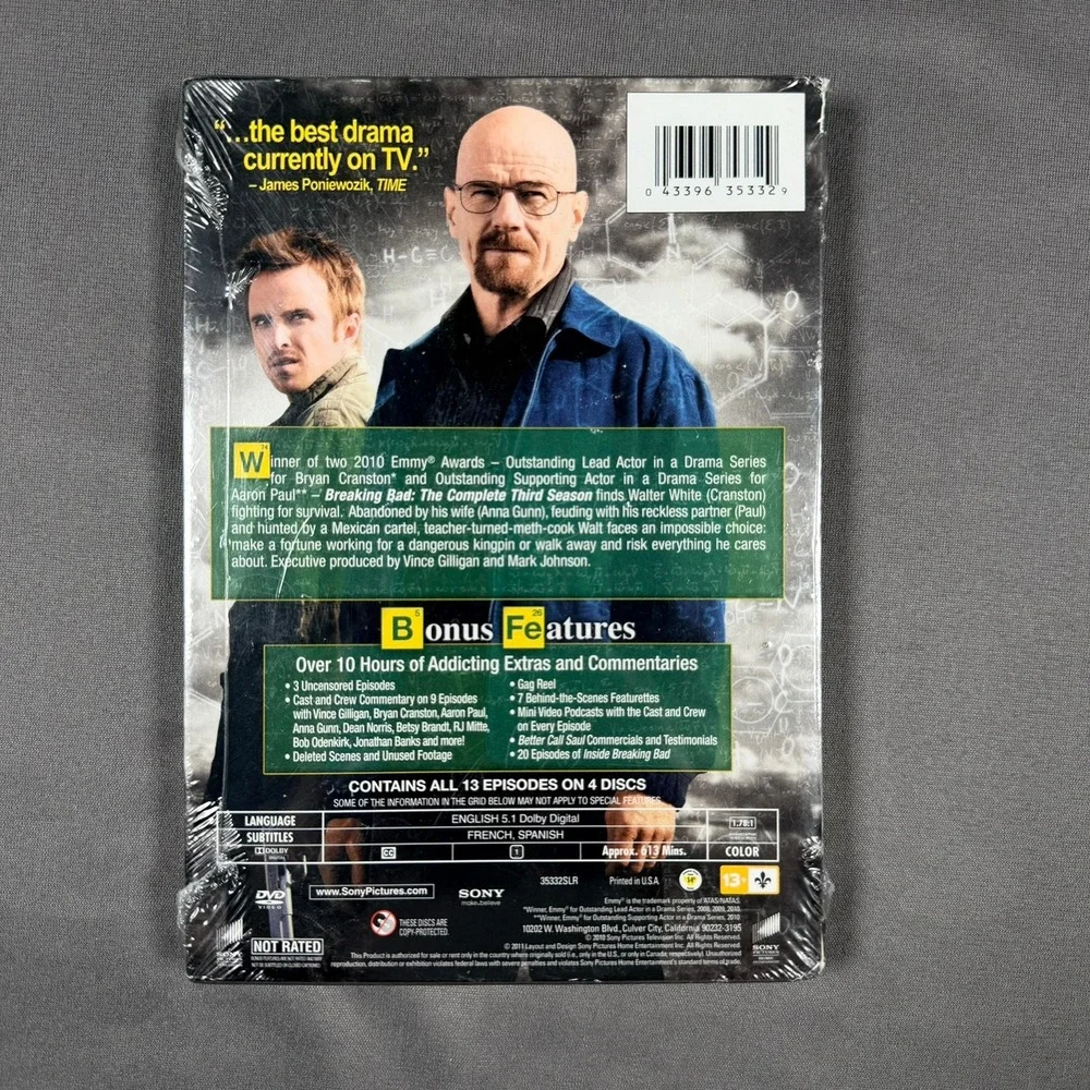 Sony Breaking Bad The Complete Third Season DVD 4-Disc Set Drama Series TV Media